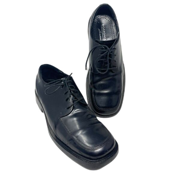 Bostonian Black Lace Up Leather Shoes Square Toe Made in Italy 4822.1 Mens 10.5M - Picture 1 of 10